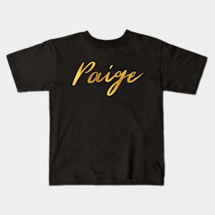 Paige Name Hand Lettering in Faux Gold Letters Kids T-Shirt